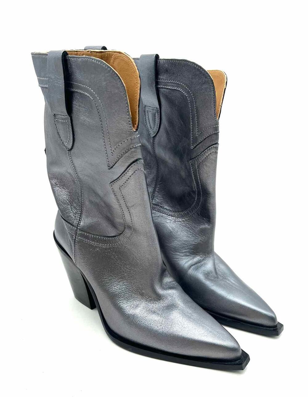 Toral Size 6 Pewter Western Leather NEW Designer Short Boots